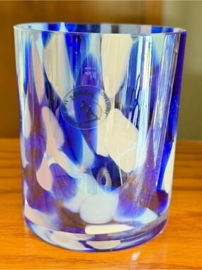 Zorza Glass Blue and White Art Glass Tumbler